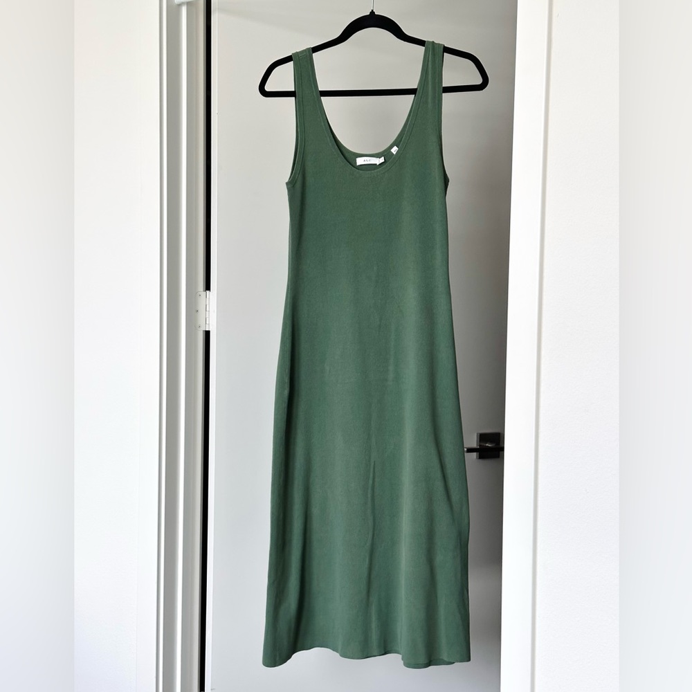 ALC Sleeveless Stretchy Army Green Knit Maxi Dress